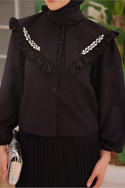 TRENDTESETTÜR Women's Black Stone Shirt Tunic t 0702