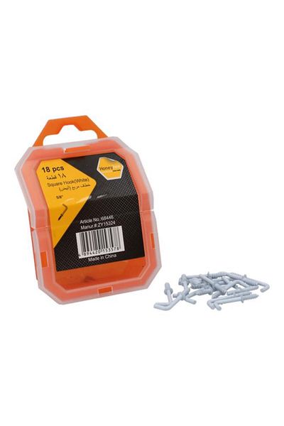 Generic خطافات مربعة مقاومة للصدأ والتآكل من هوني بي، 18 قطعة، لون أبيض، 5/8 بوصة، ZY15324