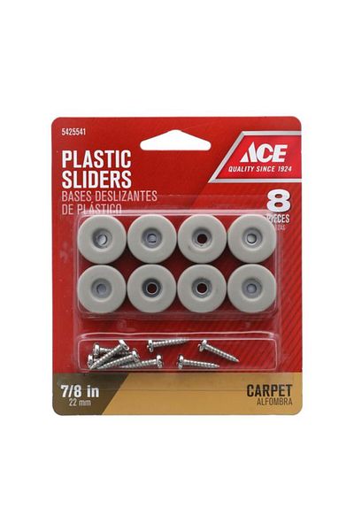 Generic ACE 8 قطع منزلقة بلاستيكية لولبية، لون أبيض مائل للصفرة، مقاس 22 مم