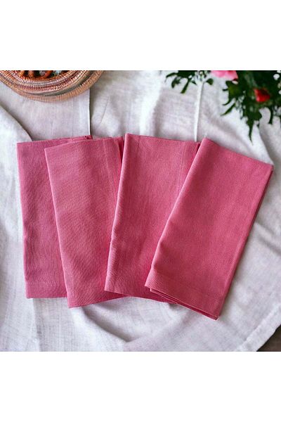 E.V.A. Home Decor Sangria Pink Cotton Napkin - Set of 4 pieces