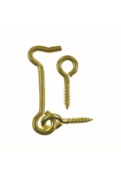 Generic ACE 2-Piece Polished Brass Easy to Install Screw In Hook and Eye Gold 2inch 5029343