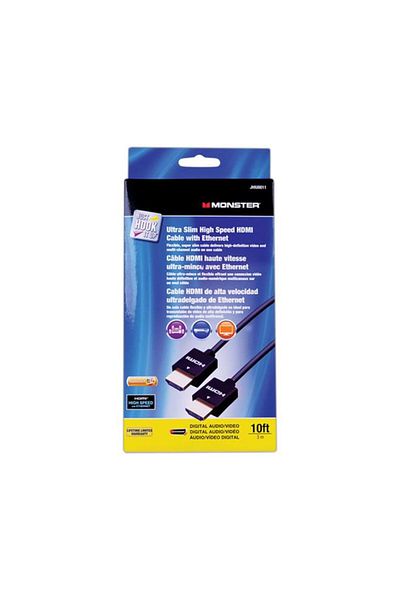 Generic كابل HDMI فائق السرعة فائق النحافة من Monster Just Hook It Up بطول 10 أقدام