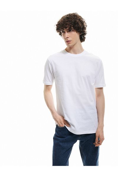 Koton New Season Short Sleeve Crew Neck Cotton Slim Fit Men's Basic T-Shirt
