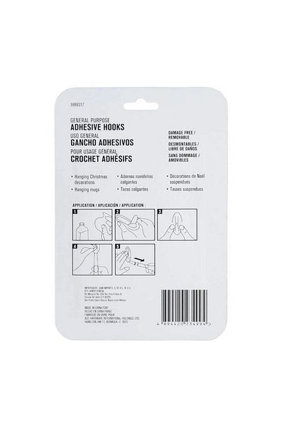 Generic خطاف لاصق متعدد الأغراض خالٍ من التلف من ACE، مكون من 7 قطع مع شرائط شفافة، 2.3 × 5.5 سم