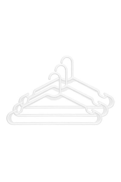 Generic علاقة ملابس بلاستيكية متينة من ويتمور، 3 قطع، بخطاف غير مركزي، لون أبيض، 6345-9029-3-WHT