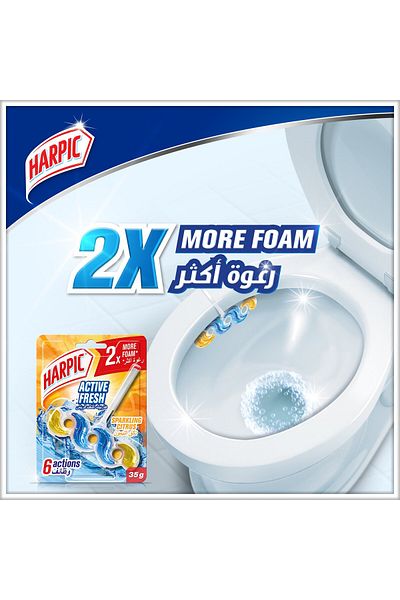 Harpic Active Fresh Toilet Cleaner Rim Block Sparkling Citrus 35 g