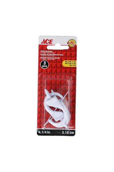 Generic خطافات أكواب ACE المتينة والآمنة باللون الأبيض مقاس 1-1/4 بوصة TSRW-13