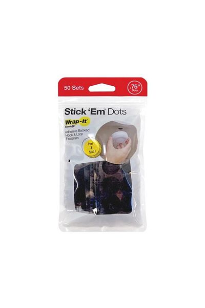 Generic Wrap-It Storage Adhesive Backed Hook and Loop 'Em Dots Fasteners Black 0.75inch 450-D-75BL