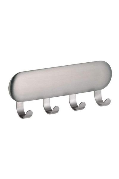 Generic InterDesign 4-Hook Self Adhesive Stainless Steel Key Rack Silver 82600
