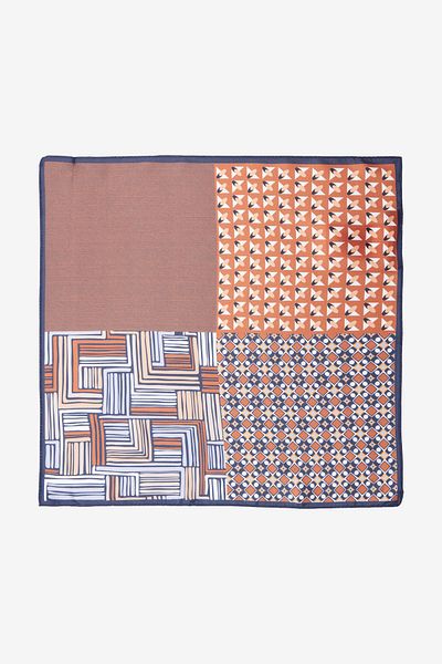 ALTINYILDIZ CLASSICS Men's Brown-Navy Blue Patterned Handkerchief