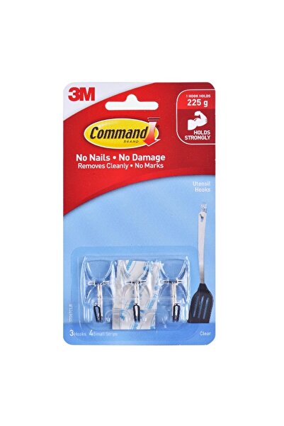 3M خطافات سلكية 3 خطافات خطافات شفافة من Command مشابك تزيين خالية من التلف خ...