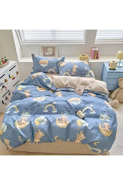 CHIRASO Finet CHIRASO 1 Person Bedding Set, 4 pieces, Fitted Sheet 140x200, teddy bears