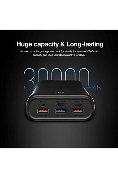 Veger Portable Charger Power Bank 30000mAh, 22.5W QC 3.0 PD 20W USB 6-Port 3A Fast Charging Charger,
