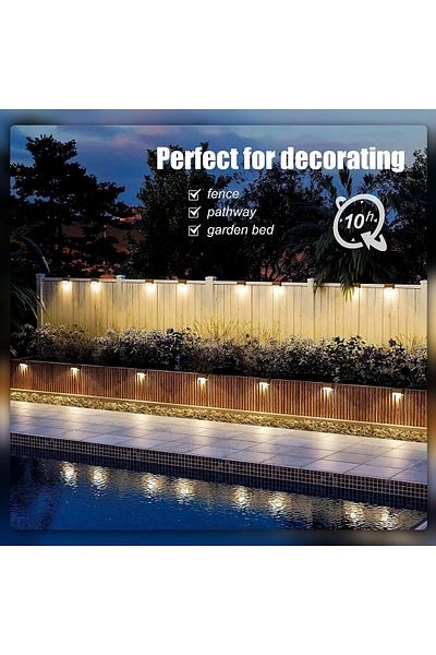 COOYA 4Pcs Solar LED Light Outdoor,Step Lights Waterproof,for Deck Stair Rail Post Garden,Warm Light
