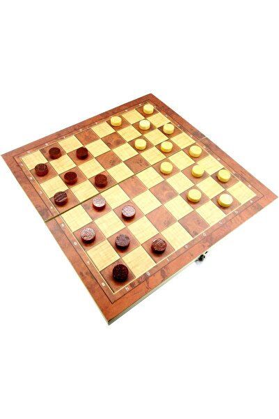 rexa 3-in-1 Wooden Board Games Set – Folding Chess, Checkers & Backgammon (9.44") + Fast Sling Puck Game