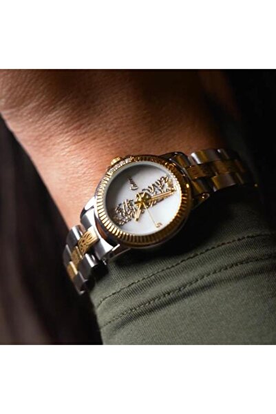 catera ساعة نسائية من كاتيرا باللونين الفضي والذهبي بنقوش عربية