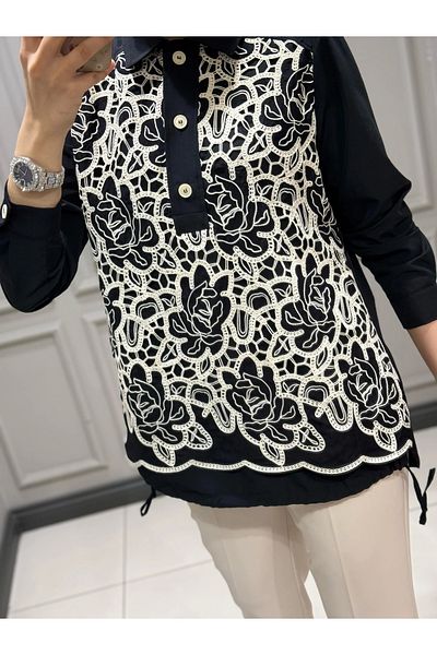 FUAT GÜRSEN Guipure Detailed Three Button Tunic