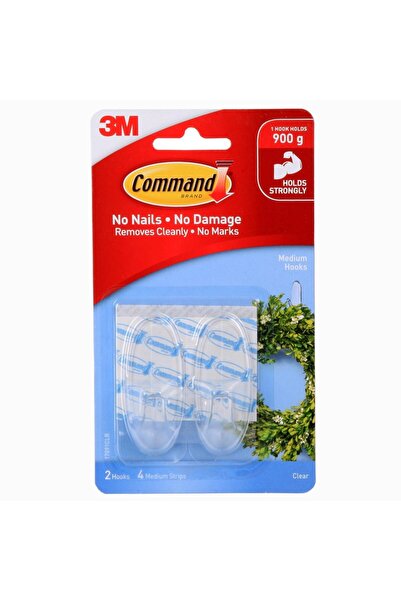 3M خطافات متوسطة شفافة خطافات شفافة من Command مشابك تزيين خالية من التلف خطافات سلكية قابلة للفك الحد الأدنى