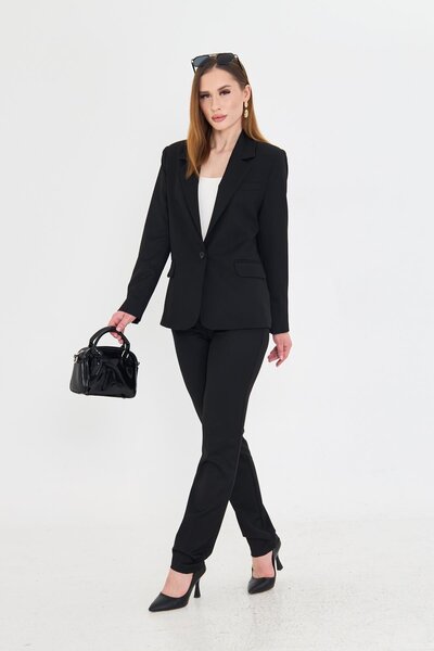 LOVELF Tek Düğme Poliviskon Takım Siyah