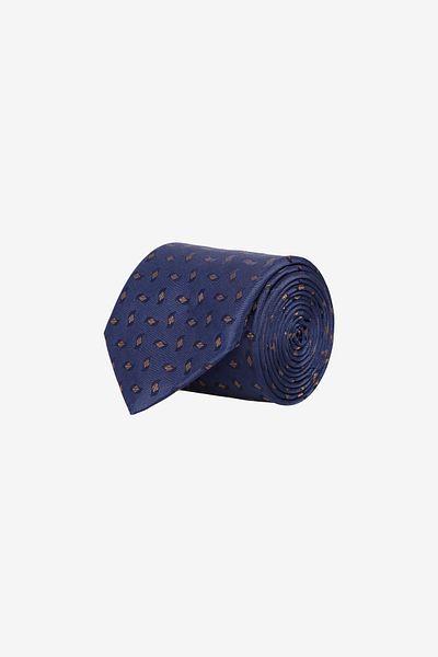 ALTINYILDIZ CLASSICS Men's Navy Blue-Brown Patterned Tie