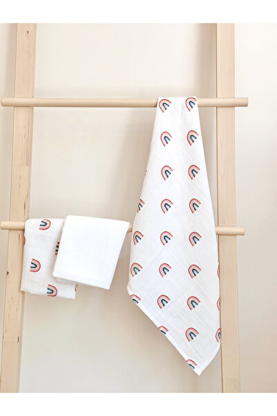 Jr Bunnies Rainbow %100 Pamuk Müslin Ter Bezi - Ağız Mendili 50x50