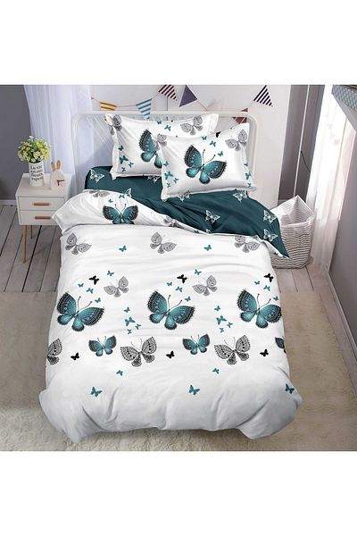 CHIRASO Finet CHIRASO 1 Person Bedding Set, 4 pieces, Fitted Sheet 140x200, butterflies