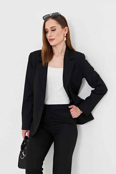 LOVELF Tek Düğme Poliviskon Takım Siyah