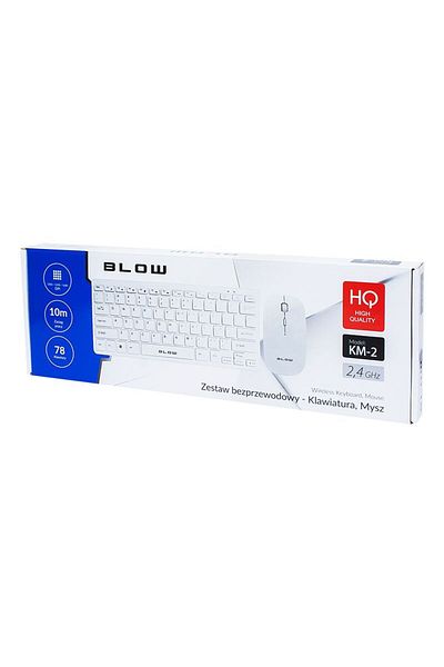 Blow BLOW KM-2 keyboard + mouse kit, wireless, 2.4 GHz, white color