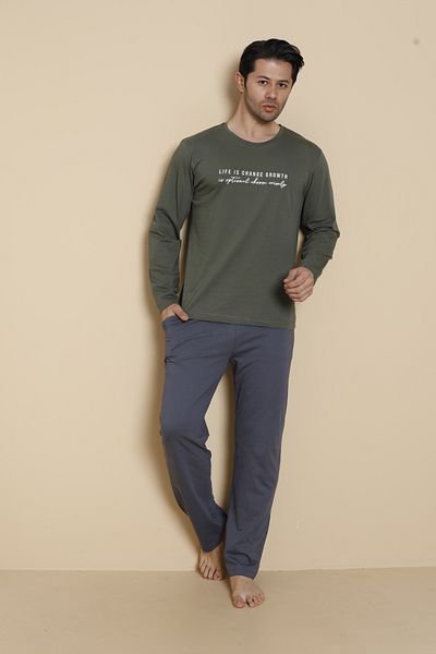 Redline Men's Long Sleeve Pajama Set 100% Cotton