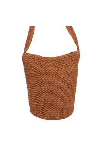 OEM Geantă de umăr din paie maro portocaliu pentru femei 30 x 17 x 30 cm
