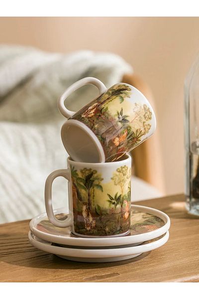 LC Waikiki Lcw Home Mixed Printed 2 Person Porcelain Coffee Cup Set 90 ml