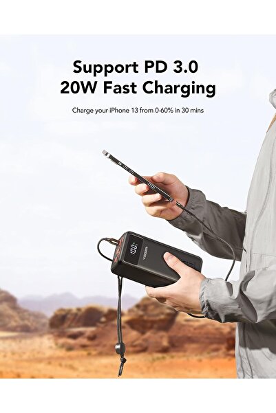 Veger Power Bank 50000mAh 20W PD/QC3.0 Portable Charger with LED Display, Flashlight & Compass