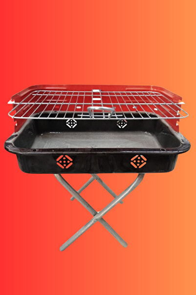 HAFSER Taşınabilir Ayaklı Katlanır Izgaralı Mangal 45*29*8 Hazneli Piknik & K...