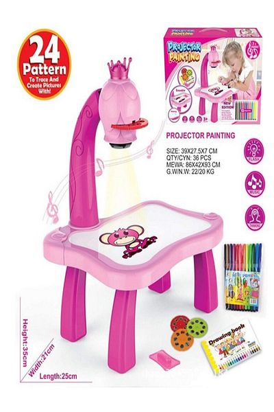 rexa Child Learning Desk with Smart Projector, Trace and Draw Projector Toy with Light Music,