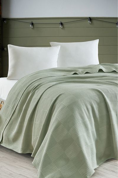 Eponj Home Double 100% Cotton Pique Cover 200X230 cm – Tile Patterned Green – Weave Series