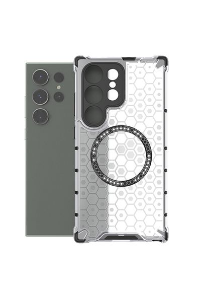 SKYDDAR INNOVATION Case For Samsung Galaxy S24 Ultra, Honeycomb Shield Magsafe, White, Sticker Set