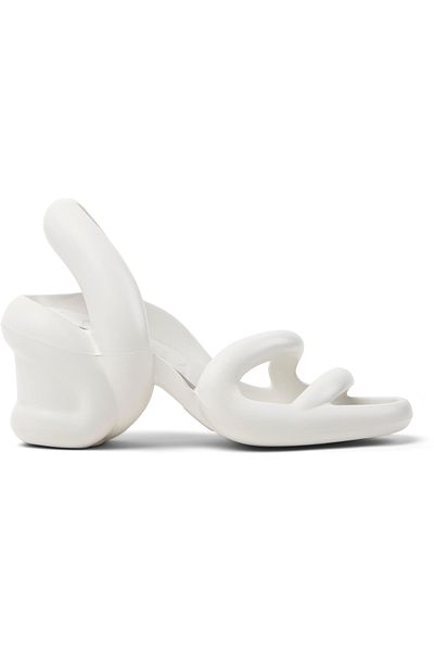 CAMPER Women’s White Thick Heeled Shoes with Soft Sole and Back Strap, Detailed Kobarah