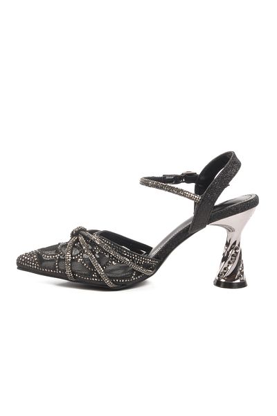 Guja Black Thin Heeled Stone Embroidered Women's Evening Dress Shoes 25Y125-1 Z