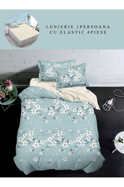 CHIRASO Finet CHIRASO 1 Person Bedding Set, 4 pieces, Fitted Sheet 140x200, flowers