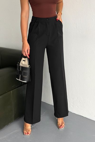 COOL TARZ Women's Double Wide Leg Palazzo Trousers Black