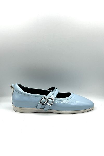 NEWGÜLTEKİN Genuine Leather Comfortable Fit Soft Double Belt Stitching Buckle Stylish Ballerinas