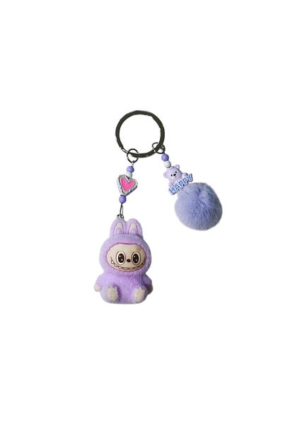 Acousticworld Cute Monsters Labubu Furry Keychain Purple