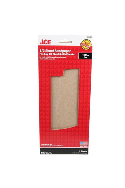 ACE ® 1/2 Sheet Sandpaper 150 Fine (Pack of 5 sheets)