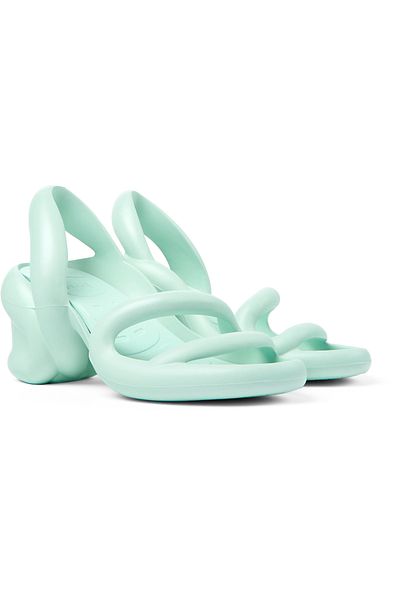 CAMPER Women's Turquoise Hook And Loop Heels | Summer Open-Toe Soft Sole Kobarah