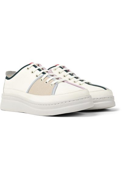 CAMPER Women's White Lace-Up Sneakers - Soft Sole, Color Block Design for Everyday Comfort Twins