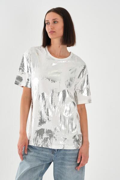 ALEXANDERGARDI Shiny Printed Crew Neck Women's T-Shirt