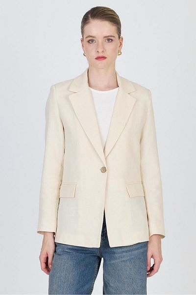 Rays Jachetă blazer căptușită din bumbac 100% cu aspect de in natural 6023-3