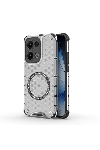 SKYDDAR INNOVATION Case For Oppo Reno13, Honeycomb Shield Magsafe, White, Sticker Set