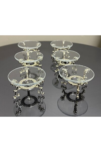 Elzemm store Metal Legs Silver Color 6 Pieces Glass Delights Coffee so Catering