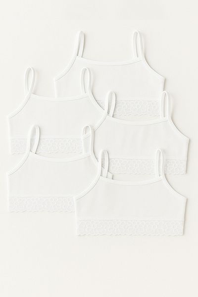 Katia&Bony Girl's 5-Piece Lace Detailed Basic Thin Strap Bustier White